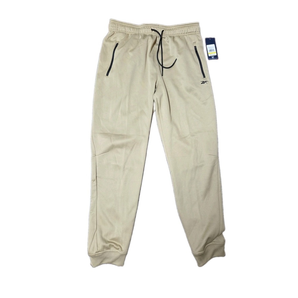 Reebok Drive Jogger Men's L Twill Tan Slim Jogger Drawstring Zip‎ Pocket NWT $70